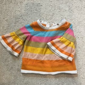 Janie and Jack Striped Light Sweater With Flared Sleeves 6-12 months